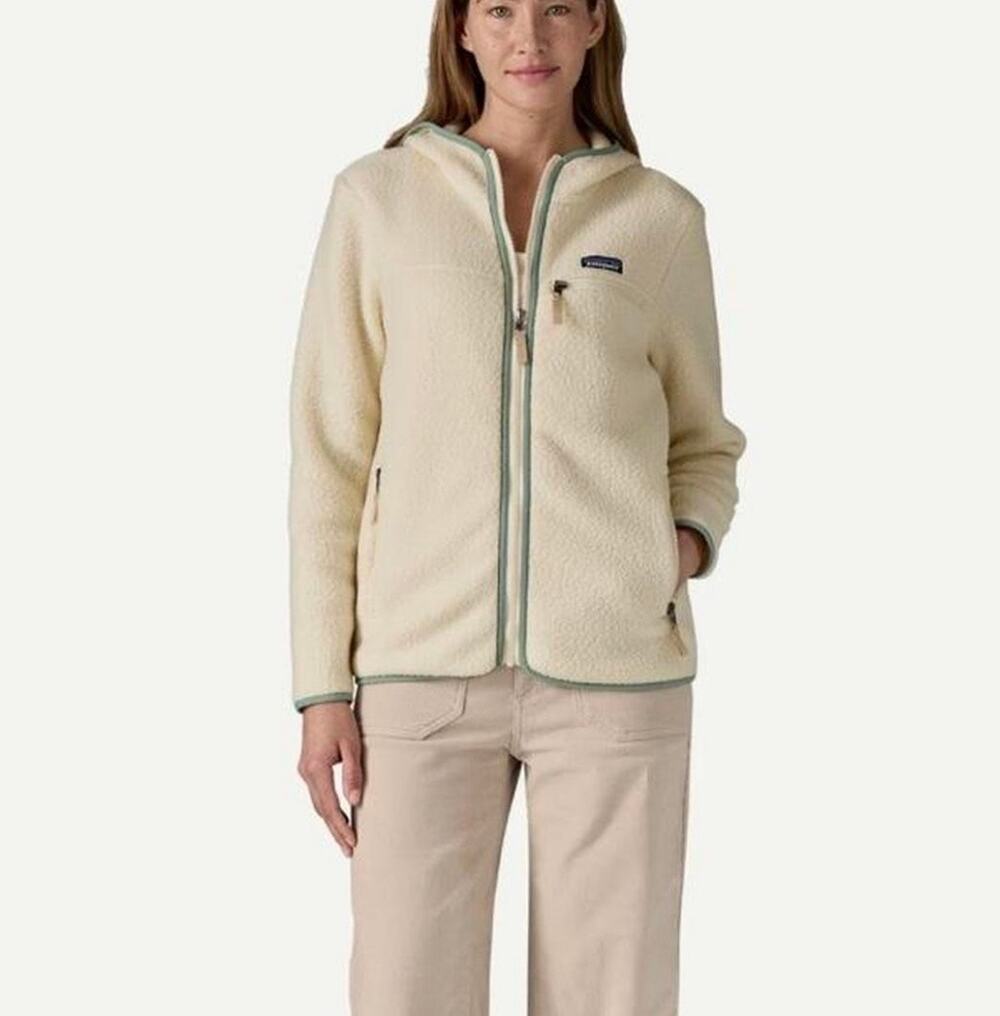 Patagonia Retro Pile Fleece Hoodie Jacket Women’s M Ivory Full Zip Sherpa